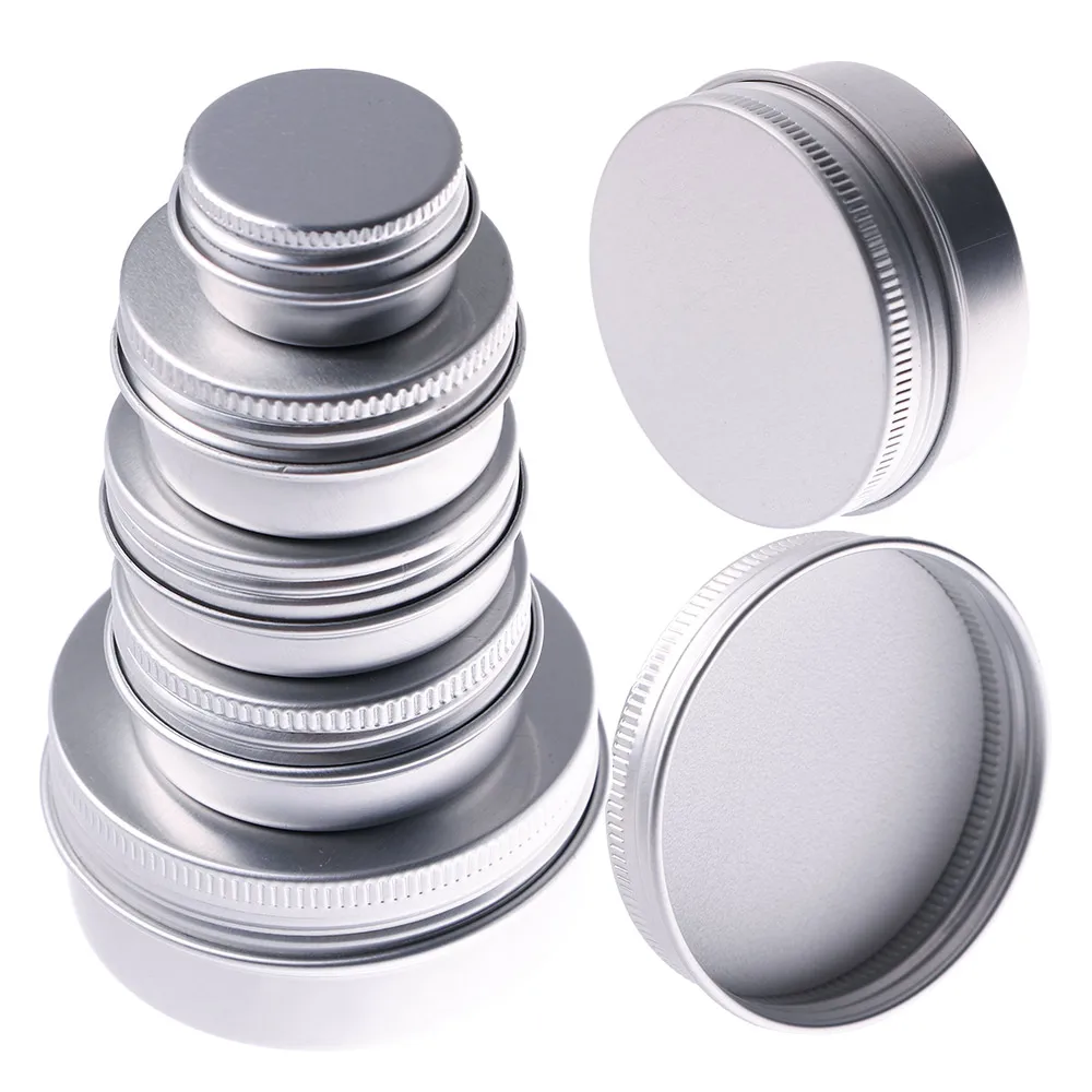 5g-250g Small Tin Packing box Refillable Containers Aluminum Cosmetic Storage Jars Cosmetic Screw Top Sample Containers