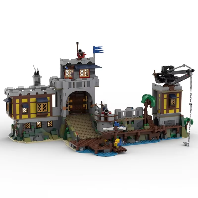 Modelo de arquitetura de porto medieval MOC - Partículas finas - Conjunto de brinquedos de construção de 2523 peças - Adequado para todos os entusiastas - Ideal para