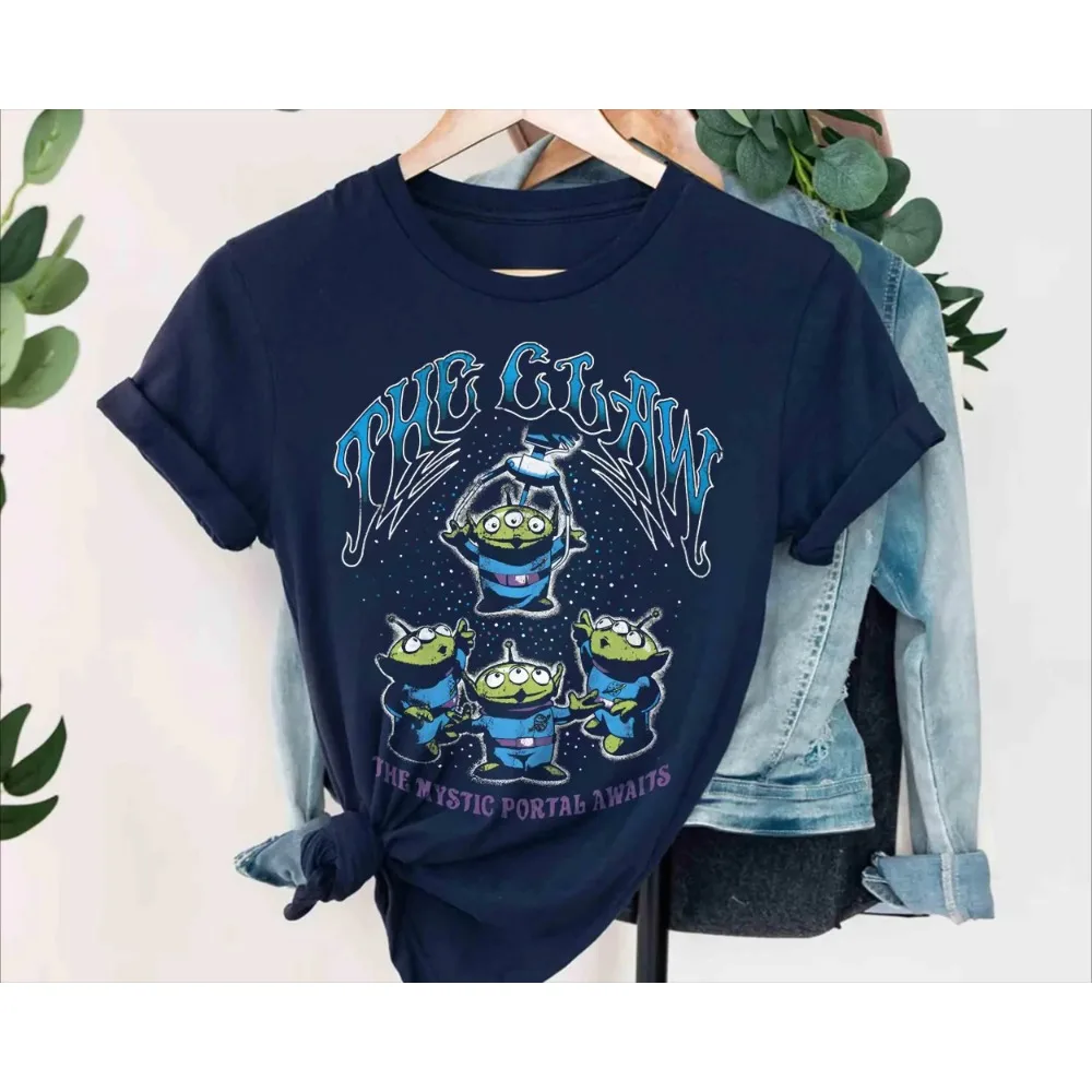 ريترو توي ستوري الأجانب المخلب قميص البيتزا كوكب البوابة الصوفي تنتظر ديزني بيكسار مهرجان 2025 المرأة الرجال القطن تي شيرت #3