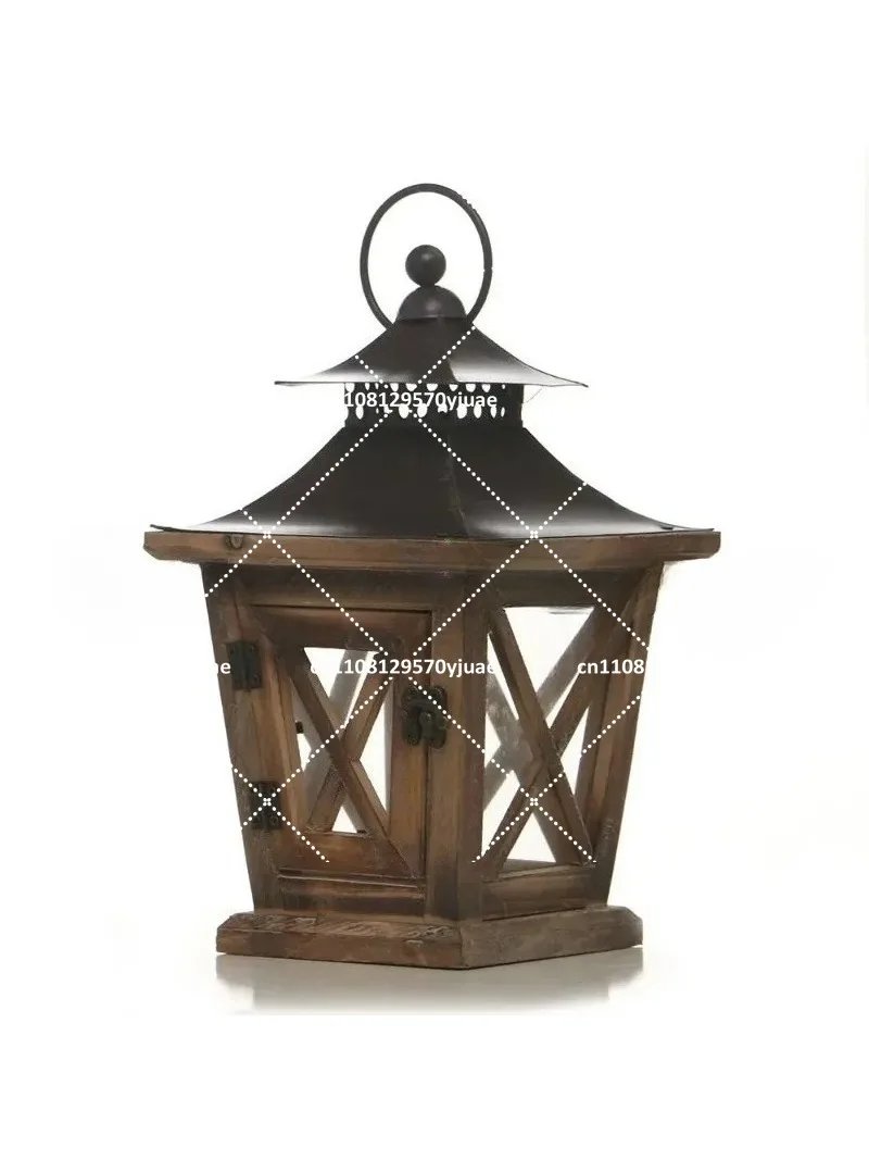Retro Creative Wooden Wind Lamps European Home Decoration Desktop Features Ornaments Handicrafts Weddings Windproof Candlesticks