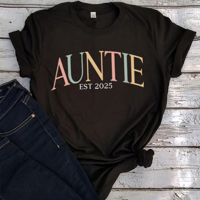 Custom Auntie Est 2025 Shirt Cool Aunts Club Tshirt New Auntie Gift Pregnancy Top Vintage Gifts for Mama