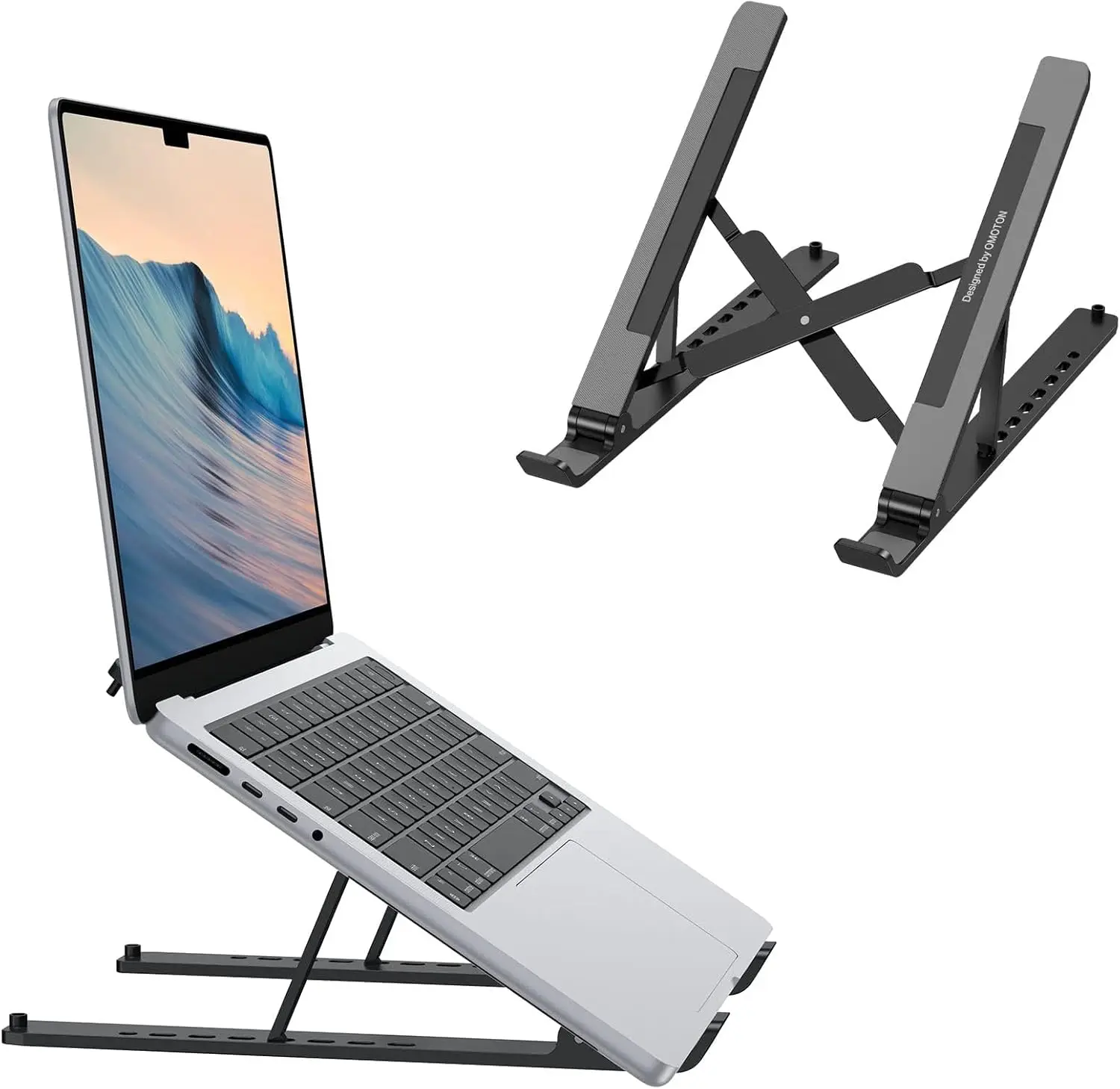 

Portable Laptop Stand Ergonomic 7-Level Adjustable Computer Riser for Desk with Anti-Slip Silicone Pads, Compatible with