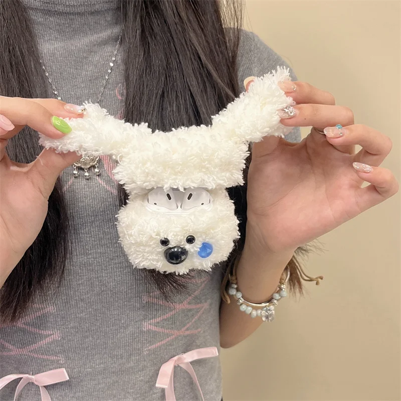 

Kawaii Cartoon Puppie Plush Earphone Case for Apple Airpods 3 4 Pro 2 Fluffy Silicone Headphone Charging Protective Cases Airpod
