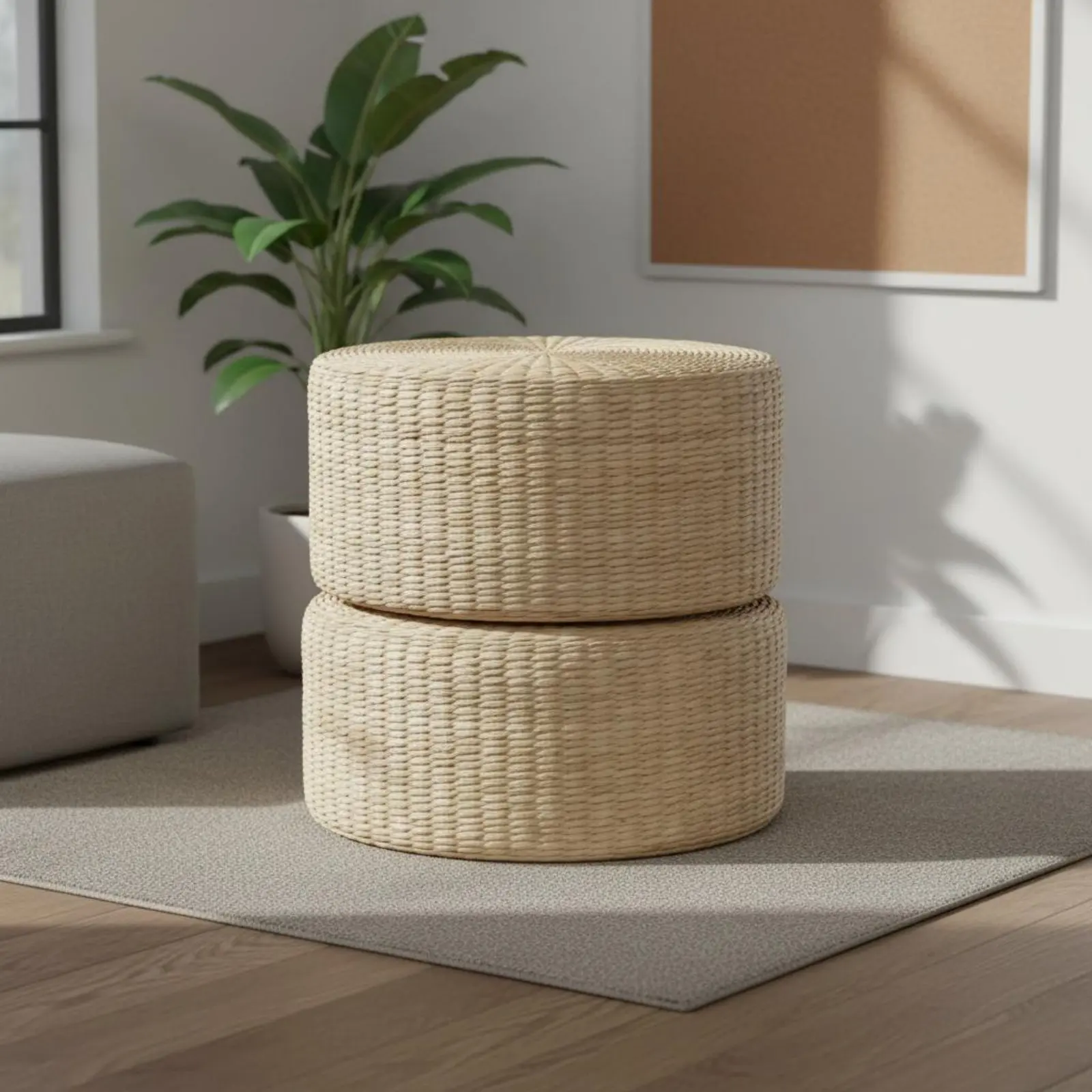 

Круглая подушка для медитации с наполнителем высокой плотности, плетеная напольная подушка-пуф из натуральных материалов, напольный коврик-подушка