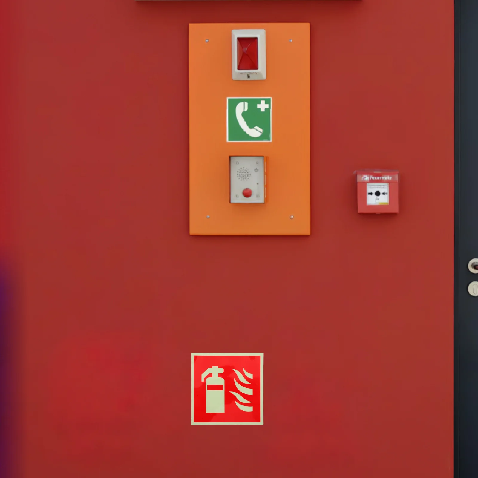 4 pcs Glow In The Extinguisher Sign Stickers Self Adhesive Safety Labels For Office Restaurant Retail Store Square