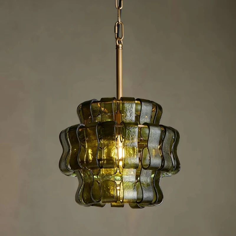 

Modern green glass chandelier light luxury chandelier suitable for dining table kitchen island bedside