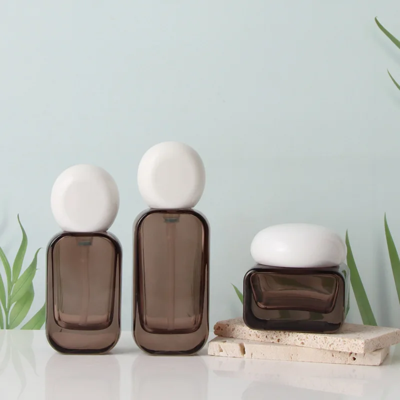 Nieuwe 30/50g Bruine Cosmetische Container Hervulbare Fles Glazen Pot Glazen Doseerfles Geperst Doseren