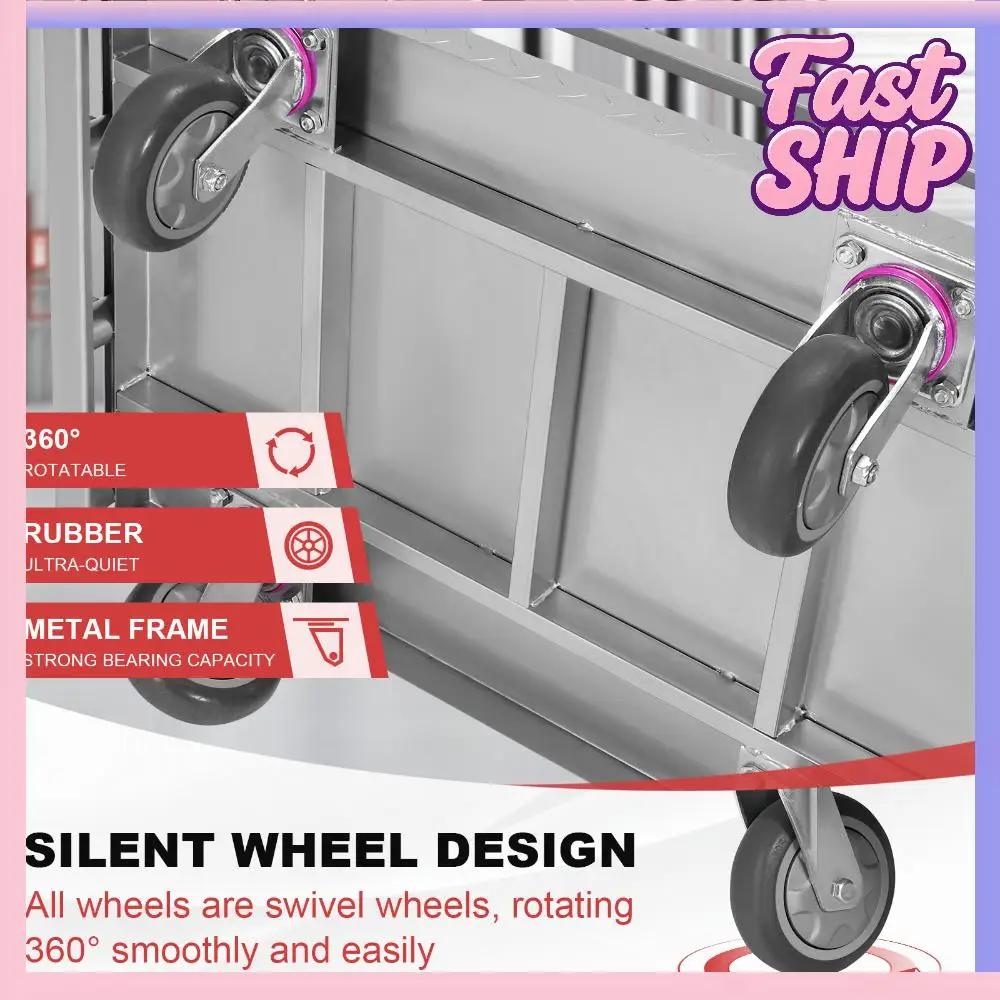 

Platform Truck 4 Swivel Casters Drywall Cart with 2500lbs Capacity 36x24inch Steel Board with 3 Side Handrails