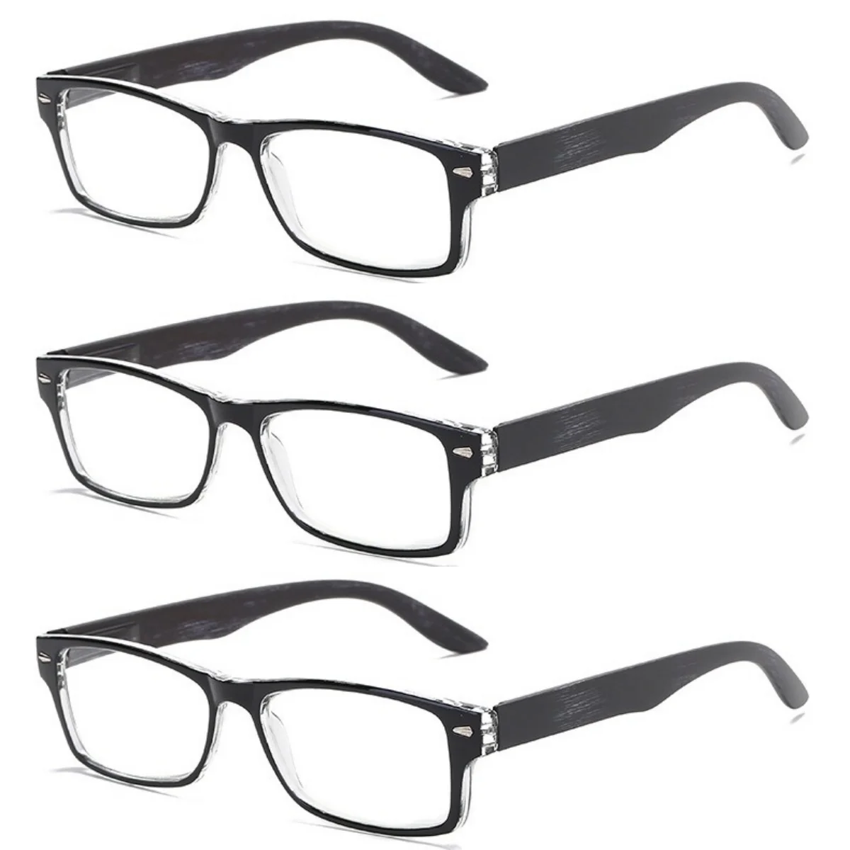 

3PC New fashion reading glasses trendy square frame rice nail middle-aged and elderly goggles reading glasses