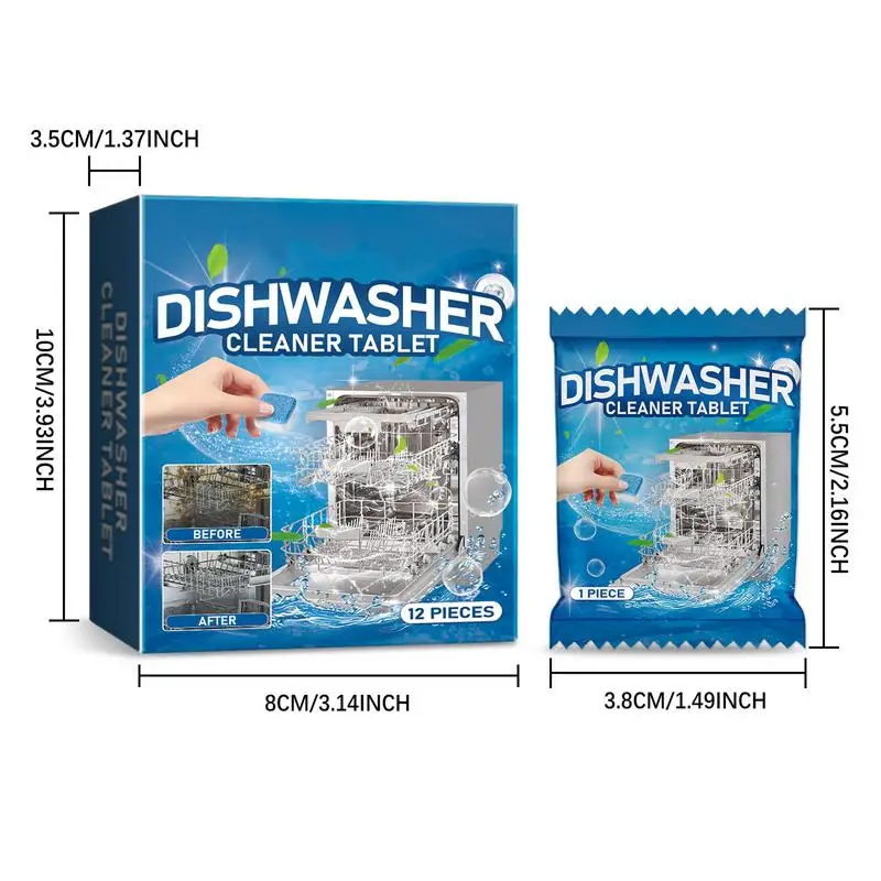 Dishwasher Cleaning Tablets 12PCS Clean Dish Washer Tablets Removal Of Odors Cleaner Clean Dish Washer Tablets Deep Dishwasher