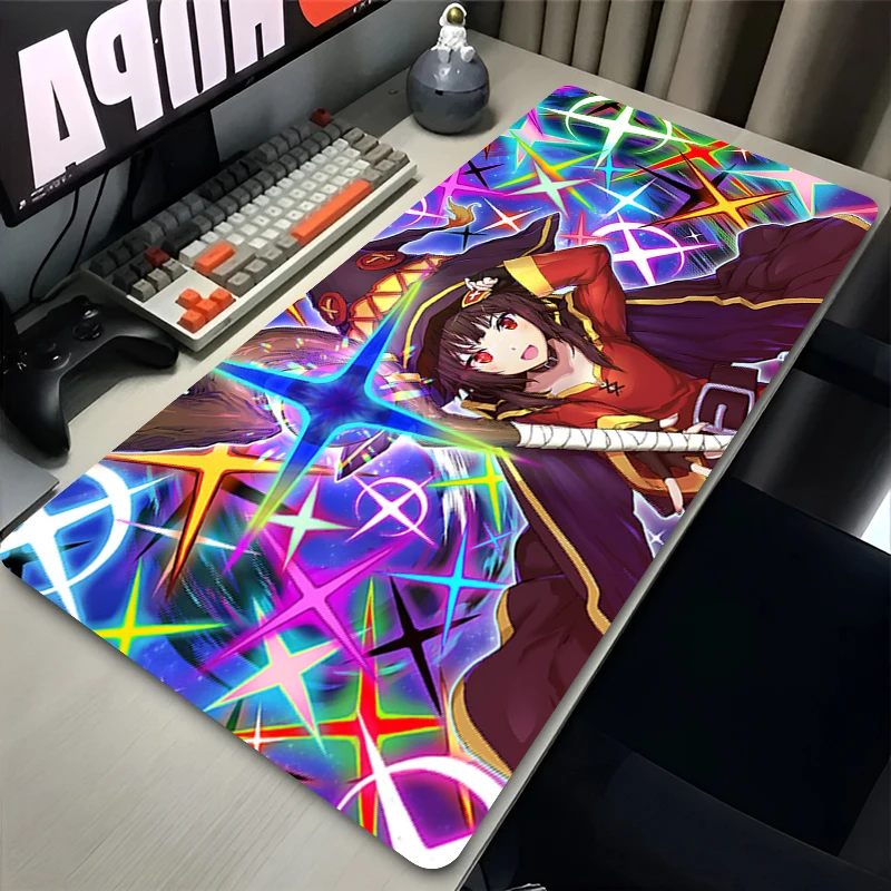 KonoSuba Megumin Mauspad XXL Anime Mädchen Schreibtischunterlage Computer Gaming Zubehör Kawaii Mousepad Große Mauspads Tastatur Schreibtischunterlage