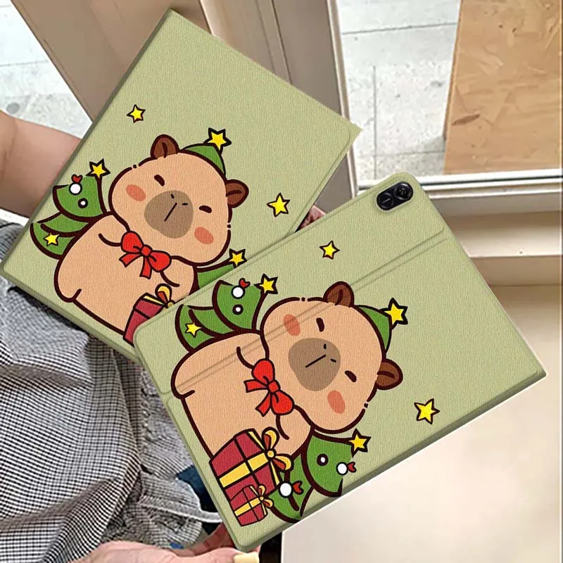 

Cartoon Capybara Santa Hat For Huawei MatePad M5 T5 SE 11 Pro Honor Tab 5 V7 V8 X9 GT 10.1 10.8 Inch Tablet Case