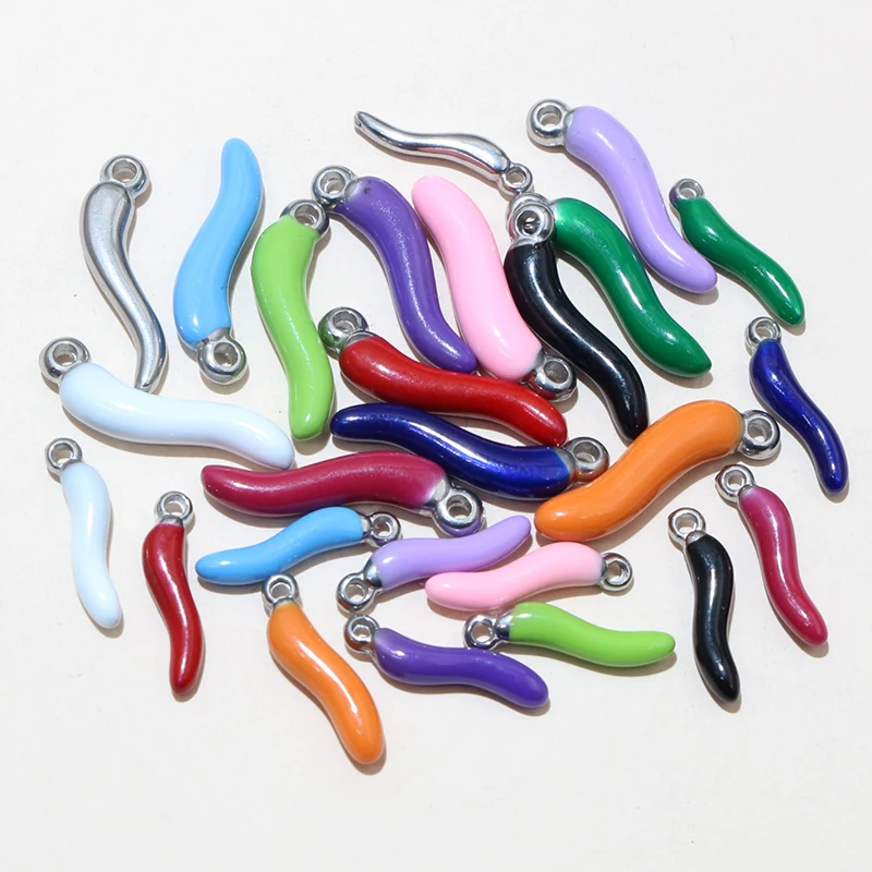 10pcs Stainless Steel Chili Pepper Pendant Charms Enamel Plant DIY Jewelry Making Accessories for Earrings Necklace Bracelet image 6