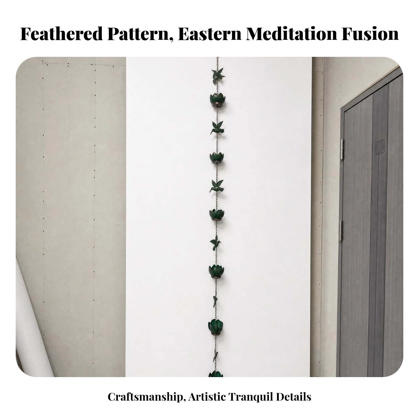 Garden Decor Hummingbird Rain Chain Copper-Colored Lotus Rain Chain Vertical Design Water Drainage for Eaves