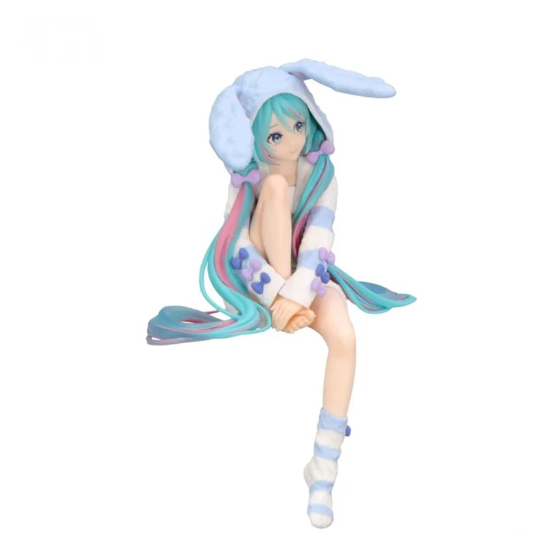 

In Stock Original Genuine Bandai Noodle Stopper Vocaloid Hatsune Miku Rabbit Ear Pajamas In Blue Pvc 14Cm Anime Model Toy Figure
