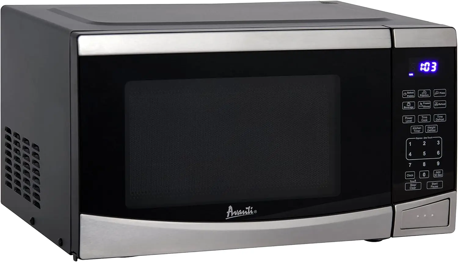 

Compact 900-W Microwave with 10 Power Levels, 6 Pre-Set Programs, Speed Defrost, Electronic Control, Glass Turntable, 0.9 Cu