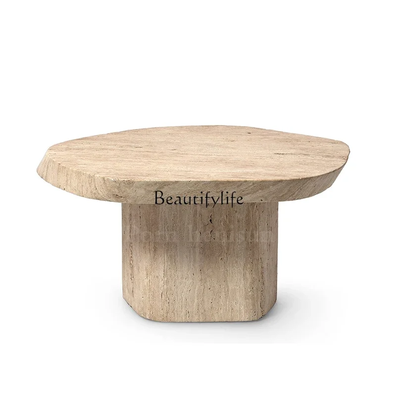 

jj Nordic natural travertine special-shaped coffee table combination simple living room high sense