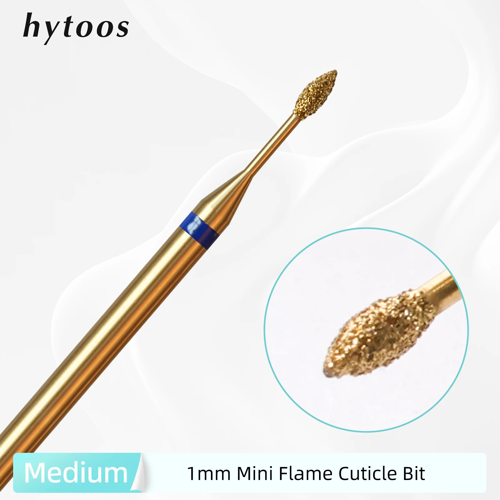 مثقاب أظافر تنظيف لهب صغير 1 مم من HYTOOS، لقم أظافر ماسية روسية من التيتانيوم ملحقات منظف الأظافر للبشرة الميتة