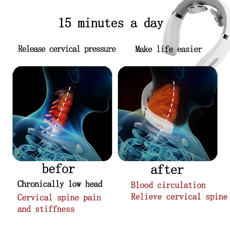 Masajeador de cuello transfronterizo, Protector de hombros y cuello, Mini masajeador de columna Cervical portátil para el hogar