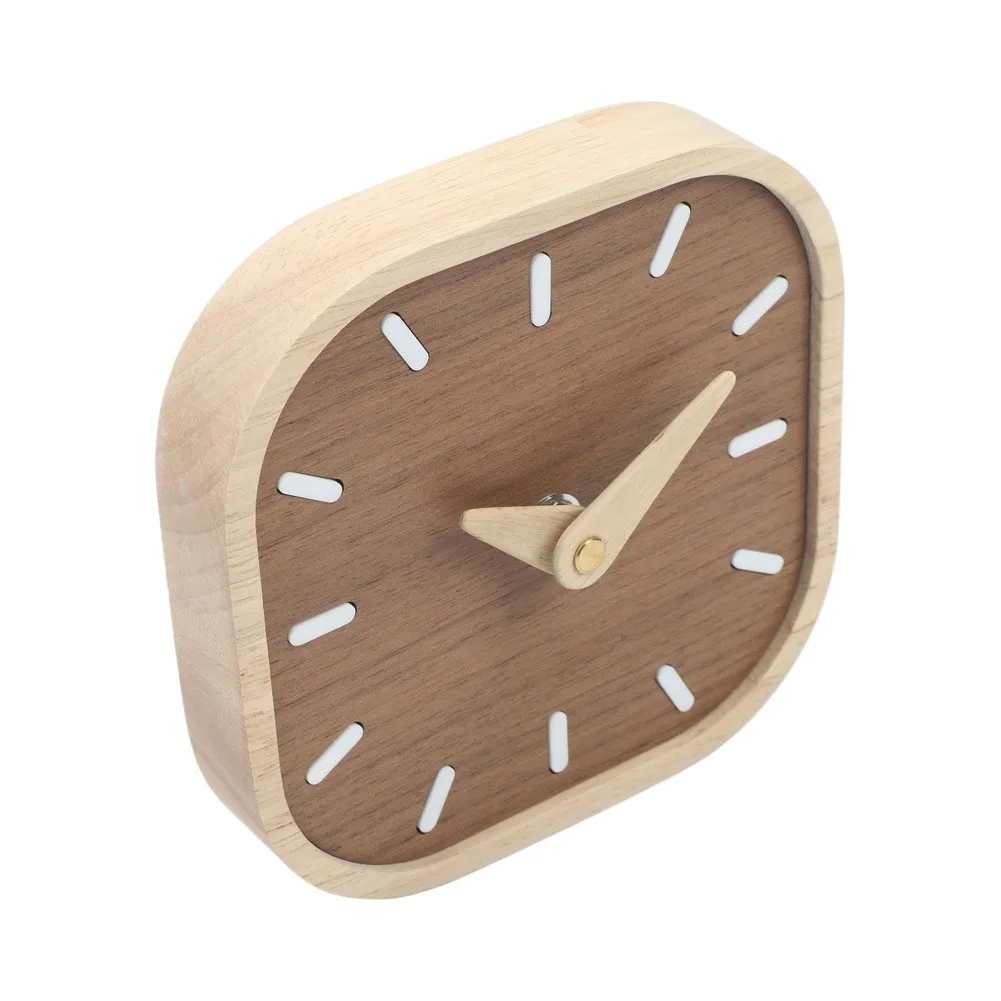 13.4*13.4*2.5cm Bedside Clock for acrylic And Wood Clock Vintage Table Silent Clock Battery Operated Clock Bedroom Decor Clock