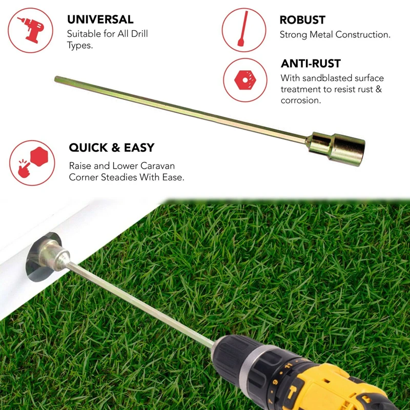 

1Pcs 30cm Corner Steady Caravan Leg Winder Drill Extension Jack Socket 19mm Adapter Caravan Maintenance Tools Hexagonal Spanners