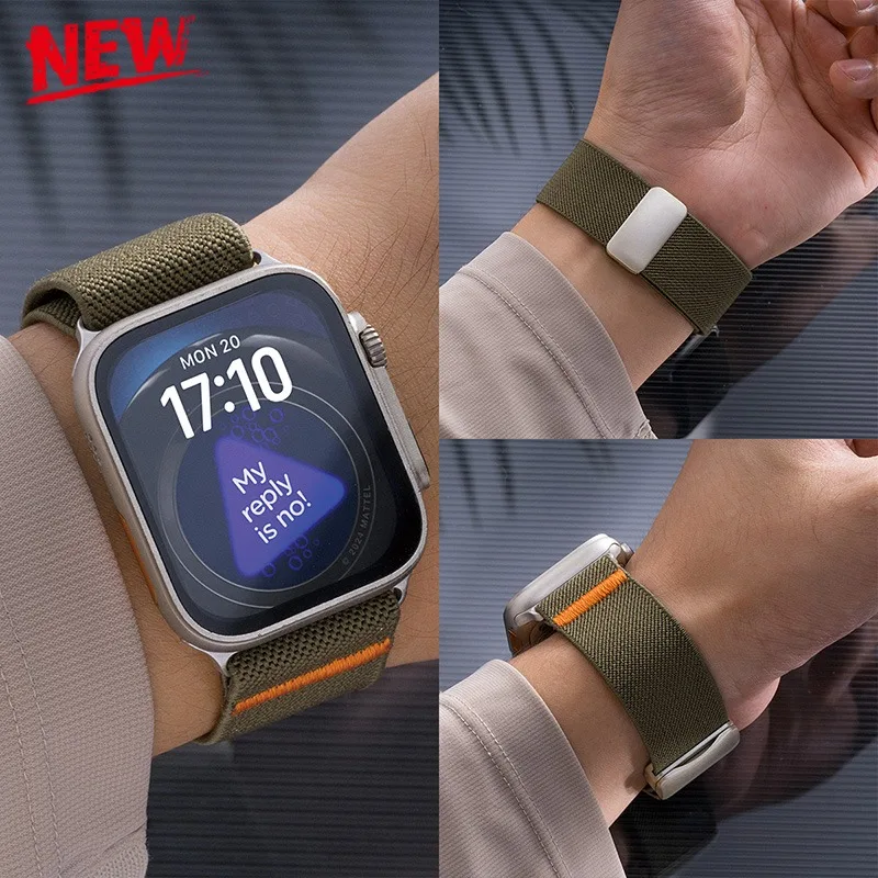 حزام نايلون لسلسلة ساعات أبل 10 46 ملم 42 ملم 45 ملم 41 44 40 سوار ناعم مشبك مغناطيسي لساعة IWatch Ultra 49 ملم 9 7 8 6 54 حزام