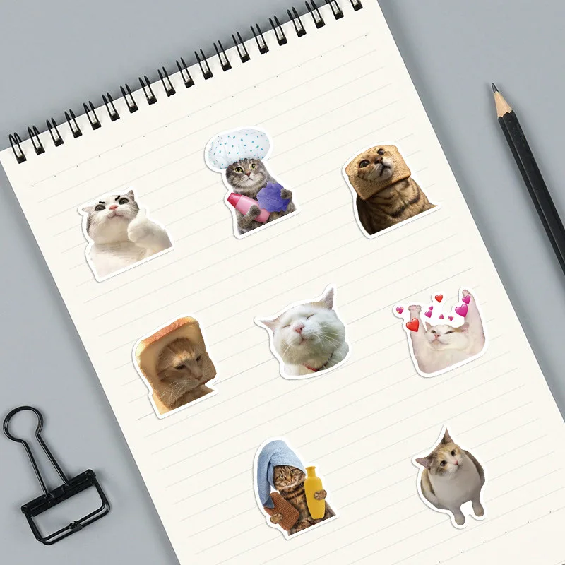 50Pcs/Bag,Fun Cat Stickers,PET Waterproof, Be Suitable for Suitcase Skateboard DIY Luggage Laptop Phone Creative Stationery Toys image 3