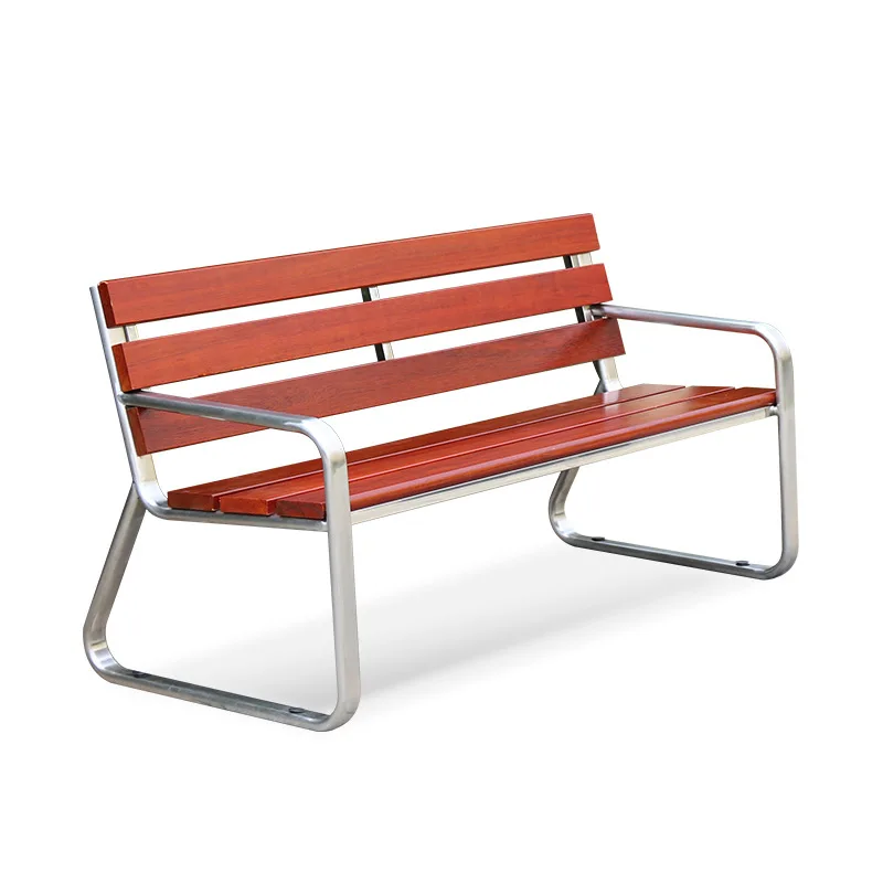 

Double backrest seat Stainless steel anticorrosive wood bench Custom leisure bench Outdoor park chair