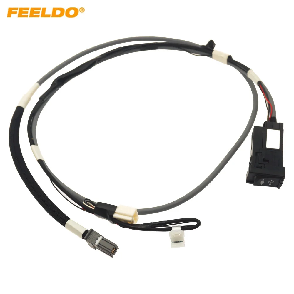 

FEELDO Car Audio USB AUX Interface Adapter for Toyota Corolla Camry Highlander Sienna RAV4 Prius AUX Cable #HQ7160