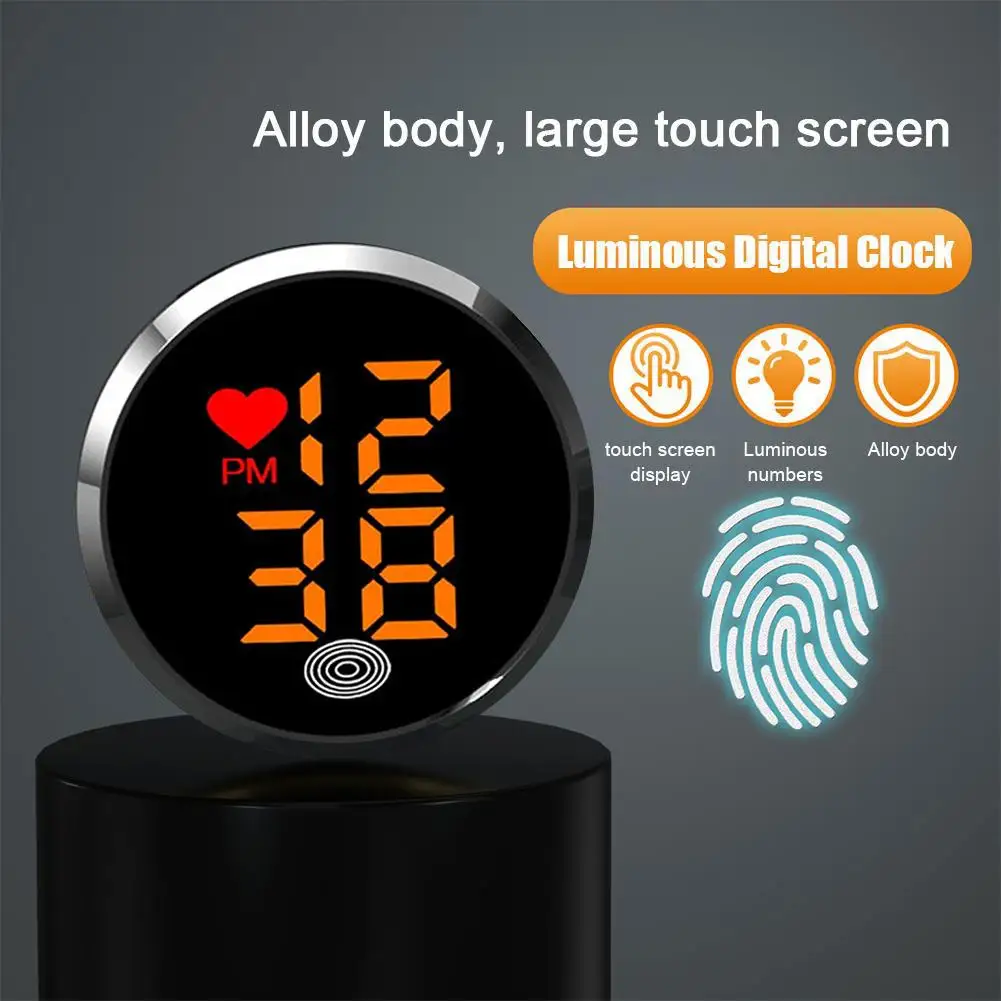 

Модный креативный автомобильный светодиодный электронный светящийся сенсорный цифровой измеритель сплава сзади, круглый темный в с дисплеем I9B4