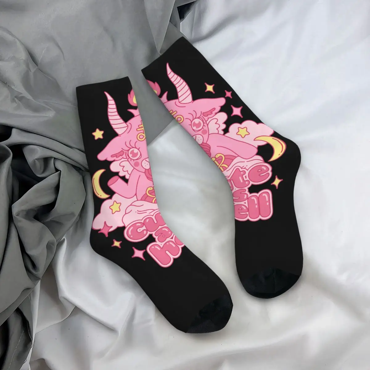 Chaussettes drôles en élan pour hommes, mignonnes comme l\'enfer, classiques, hip hop, vintage, art, heureux, motif sans couture imprimé, chaussettes