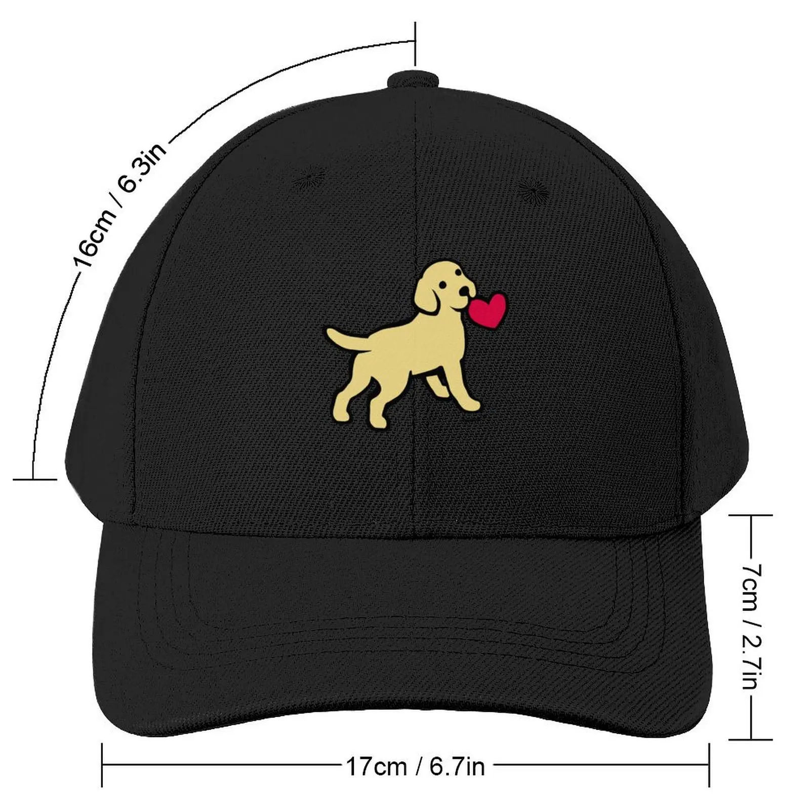 Yellow Labrador Puppy with a Little Heart Baseball Cap fashionable western Hat Horse Hat Mens Hats Women's