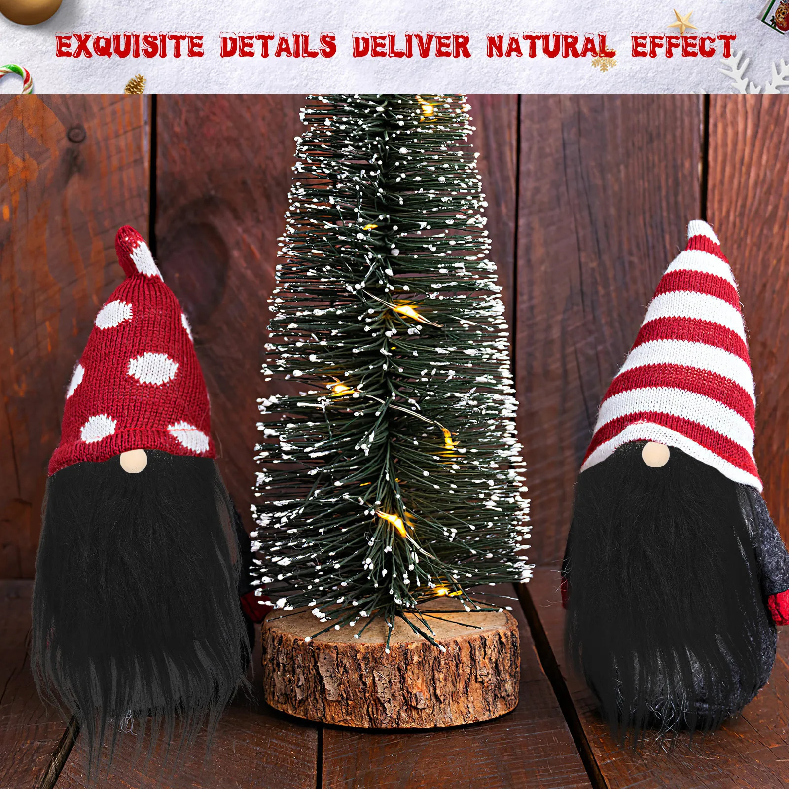 

1Set Gnome Fake Beards Wood Balls for Crafts DIY Gnome Making Christmas Party Supplies Fake Beards