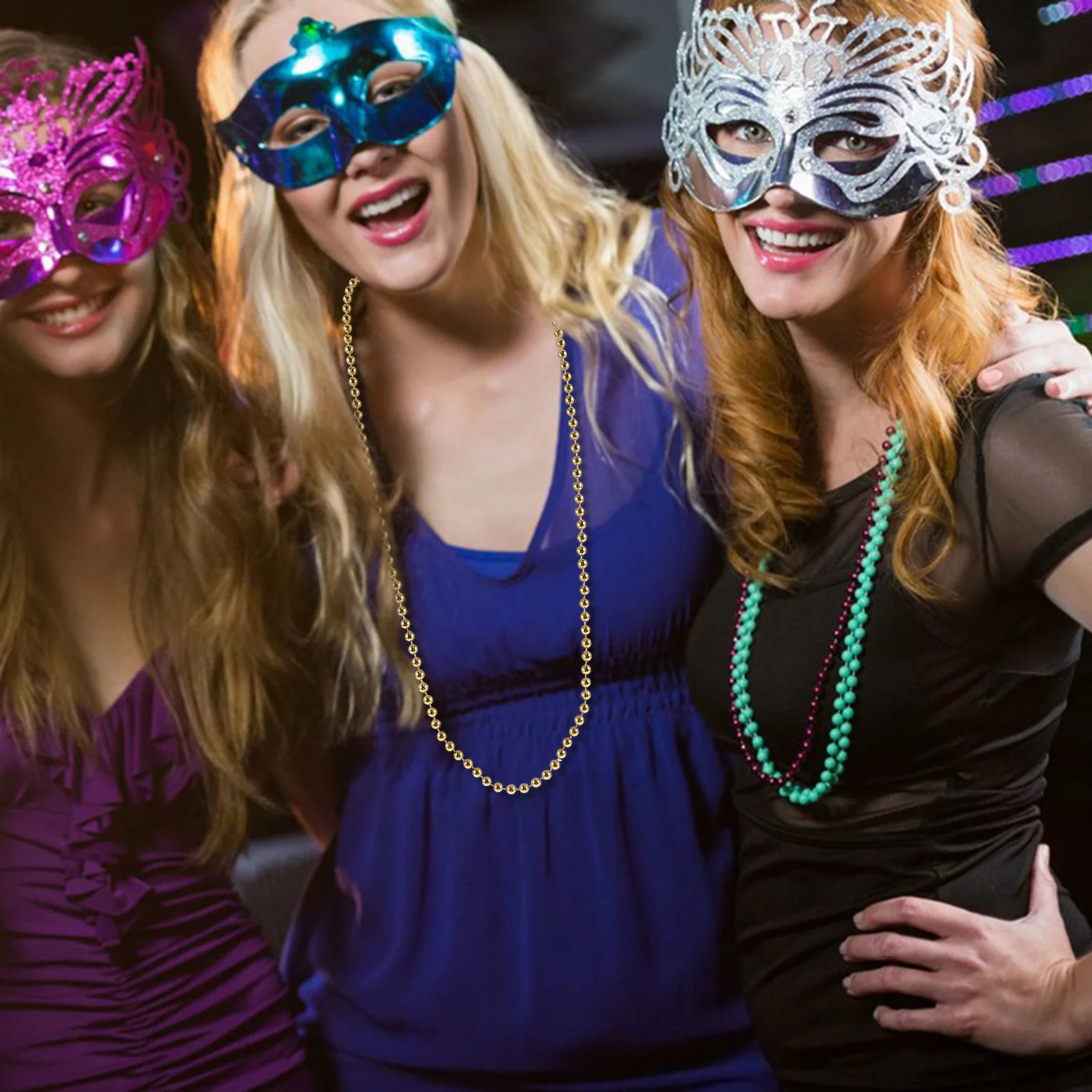 5Pcs Mardi Gras Beaded Chain Carnival Necklace Creative Beaded Necklace Photo Shoot Party Favor Mardi Gras Beads Chain