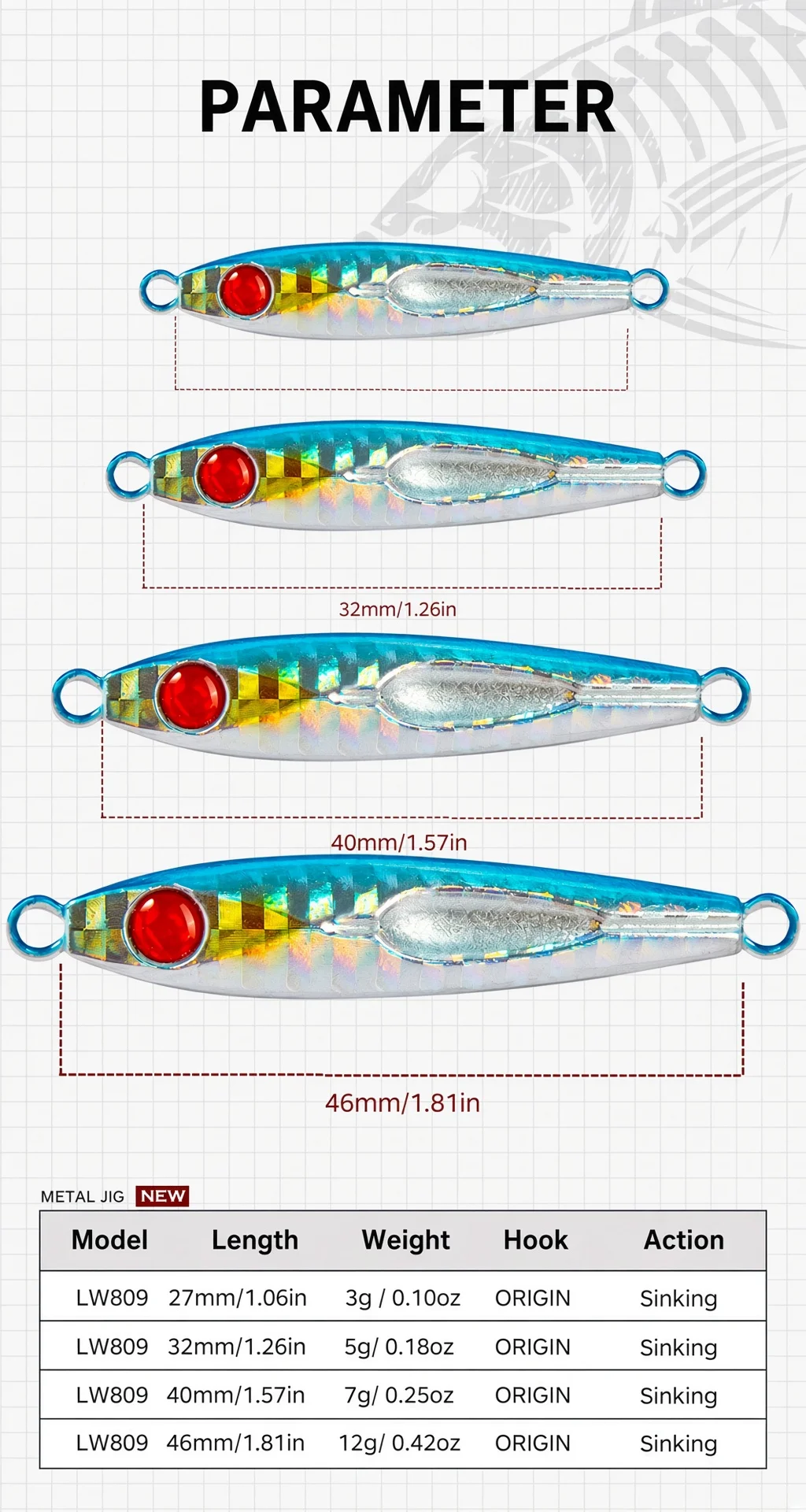 HuntHouse Metall Jig Micro Jig Slow Fall Angeln Locken 3g 5g 7g 12g Jigging lockt Herkunft Haken Biat Für Aji Fisch Jack Eye Finder – Detail 5