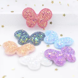 Glitter Paillette Fabric Padded Patches Cute Butterfly Appliques for Craft Clothes Sewing Supplies DIY Hair Clip Accessories