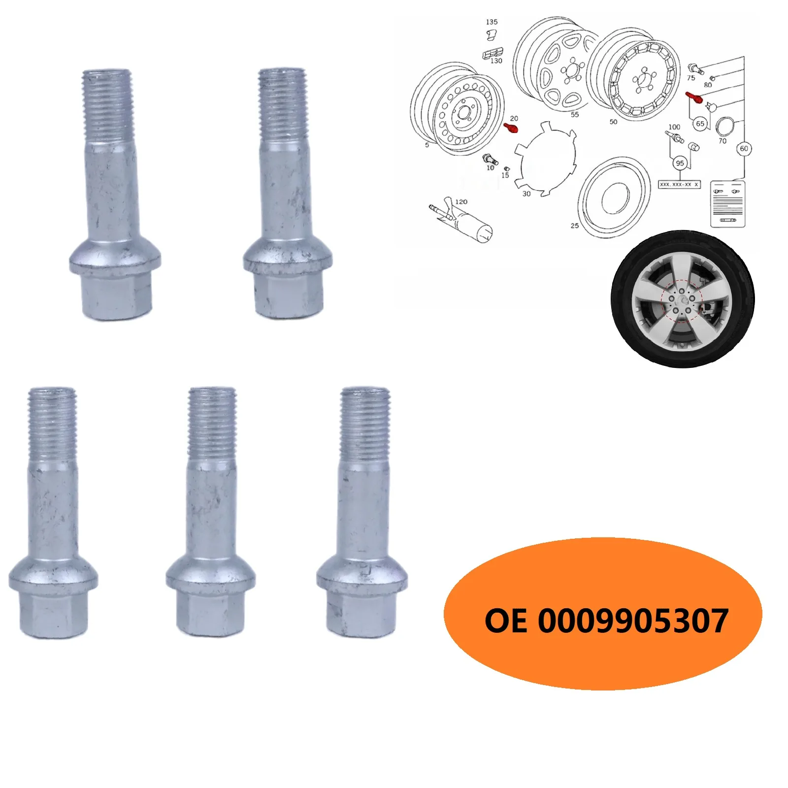 M14*1.5mm Wheel Lug Bolt Nut for Benz W251 W220 W164 W204 ML320 R500 R320 G550 GL350 S500 S600 GL350 S420 G55 AMG, 0009905307