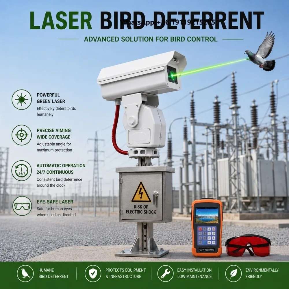 Customizable APP Smart Directional Autonomous Solution 360 Degree Rotating Green 1w Bird Repellent