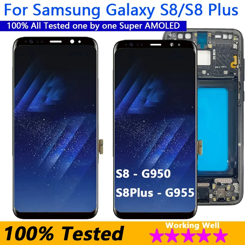 Super AMOLED TFT Display for SAMSUNG Galaxy S8 SM-G950 G950F S8 Plus SM-G955 G955F Touch Screen incell LCD Digitizer Replacement