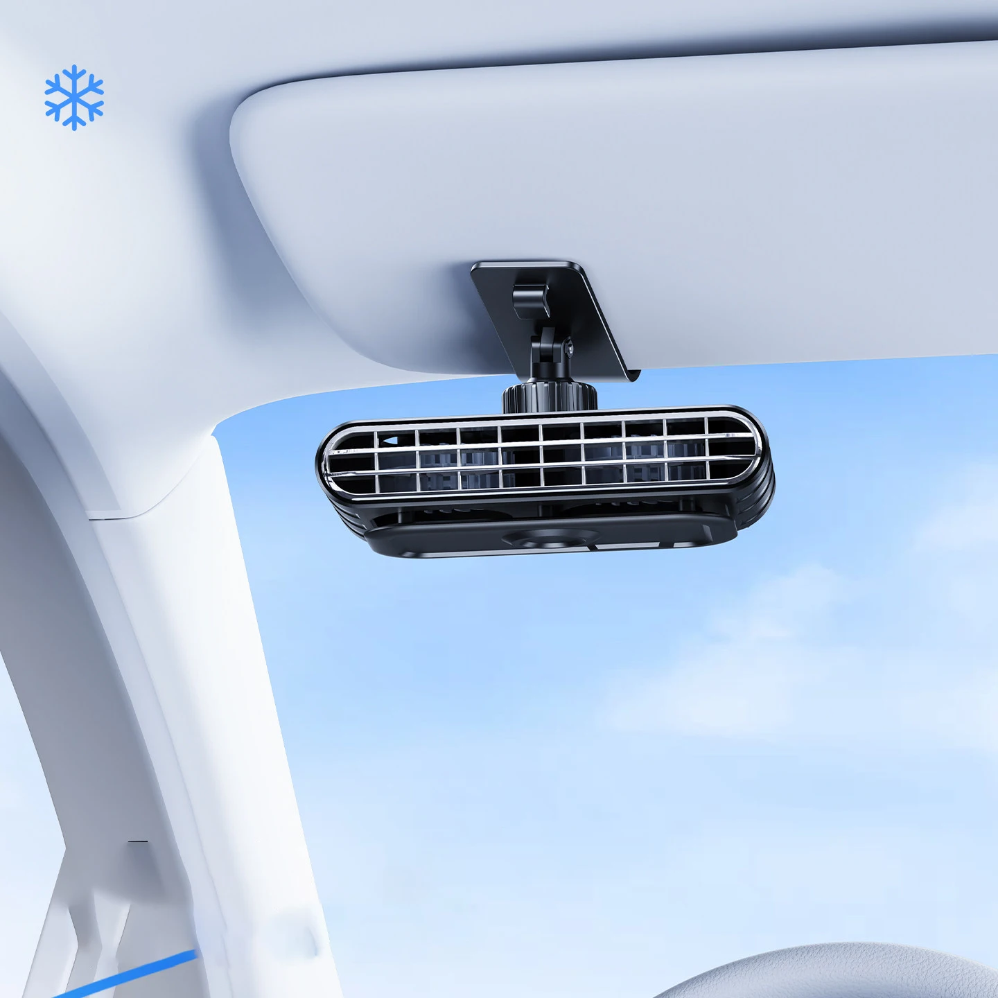 Hipacool Car Clip Fan for Sun Visor 30000mAh Rechargeable USB Fan 360° Rotate 5 Speeds Cooling Fan Ultra-thin Quiet Auto Cooler