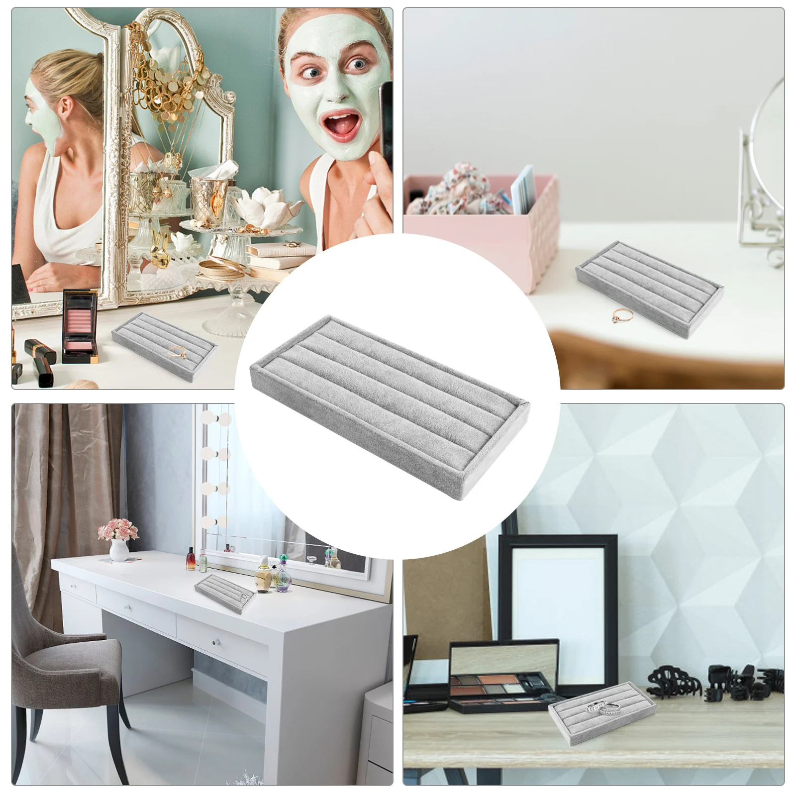 طبق تخزين المجوهرات المدمج مع لمسة نهائية ناعمة مثالية لمنظم سطح المكتب والمجوهرات وتخزين أشتات صغيرة #5