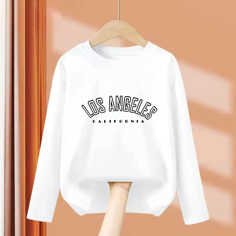 Long Sleeve Fashion Los Angeles Top Design T Shirts Y2k Kids Children's T-shirt Boys Girls Summer Spring Casual Top Tee