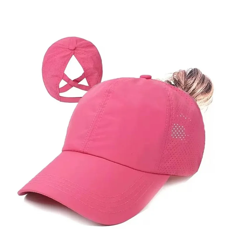 Schnell Trocknende Pferdeschwanz-Baseballkappe Atmungsaktives Mesh Criss-Cross-Rückenteil für Damen Snapback Dad Hat Atmungsaktive Mütze Outdoor Sonnenkappe – Detail 9