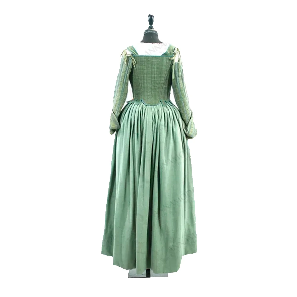Palace Medieval Bustle Tea Party Green Dress 1760 Costume for Women Renaissance Dinner Princess Dress Outfit