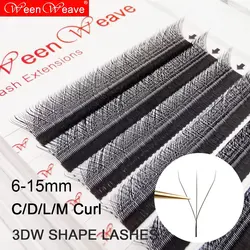 WeenWeave 3D W Shape Eyelash Extension 6mm 7mm C/D/L/M Curl Premade Volume Fans W-shaped Clover Natural Soft False Lashes
