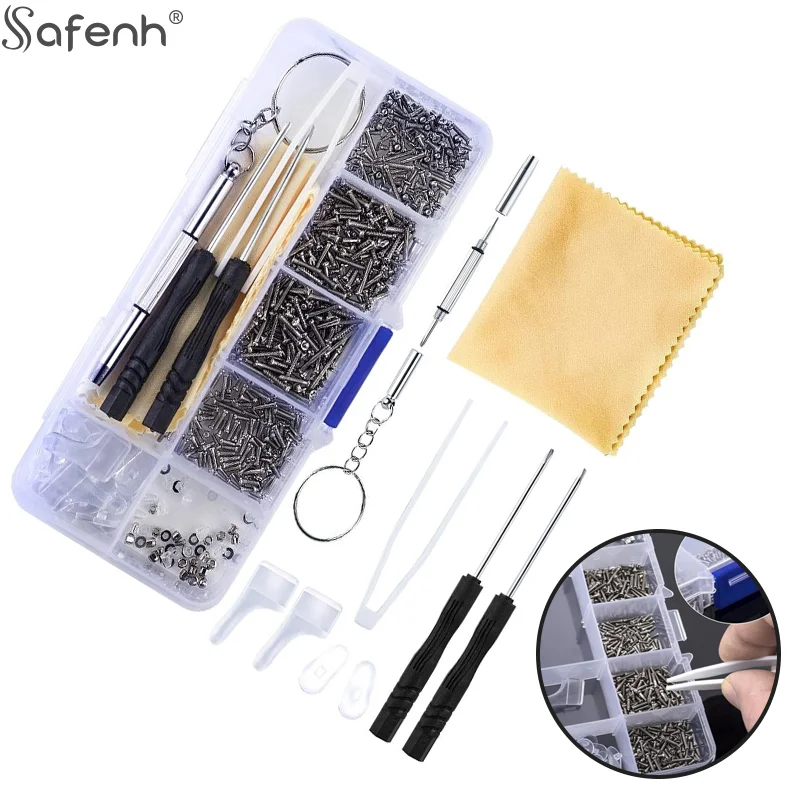 

500PC Glasses Frame Repair Kit Eyeglasses Sunglass Repair Tool Kit With Screws Nose Pads Screwdriver Nuts Optical Parts Assorted