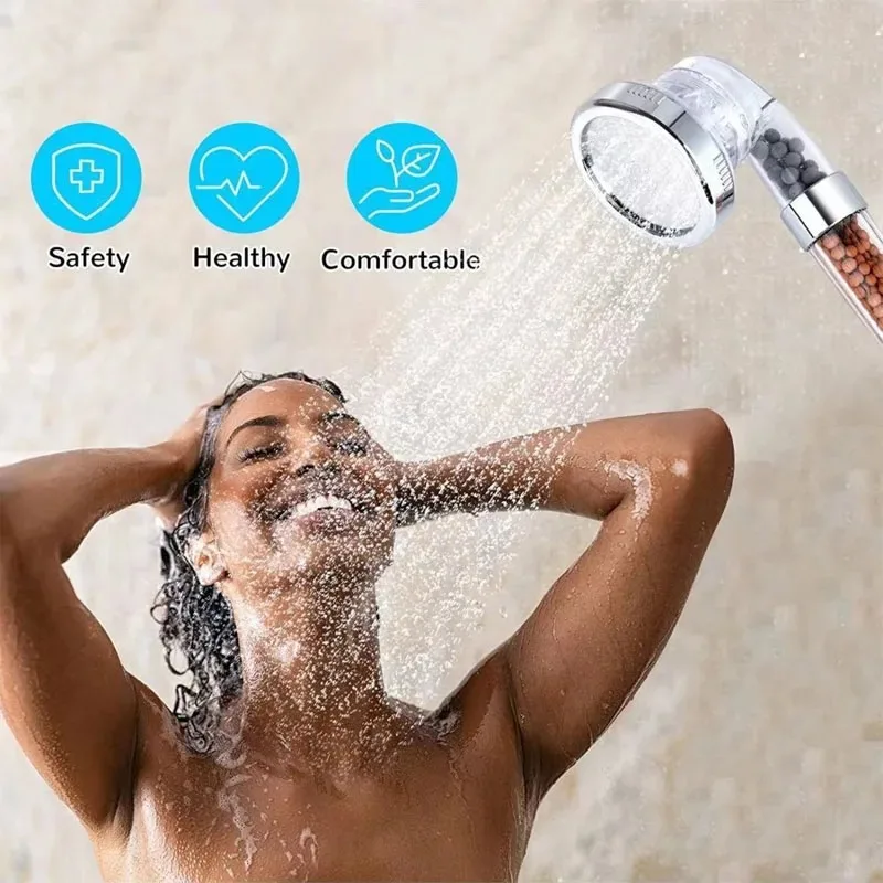 Negative ion three-stage pressurized showerhead detachable showerhead handheld shower hydrotherapy showerhead rain shower set