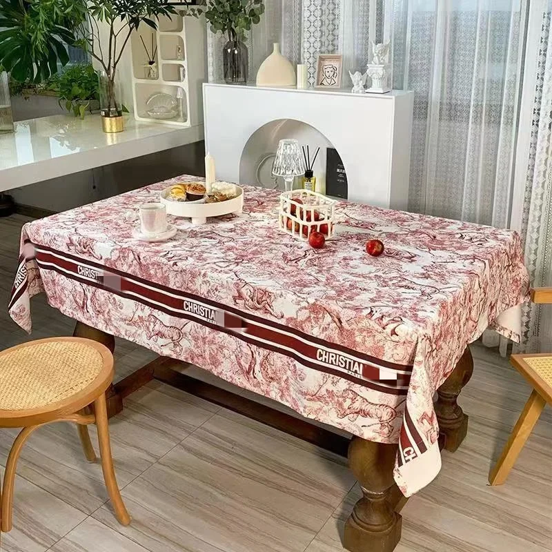 

French Cotton Linen Tablecloth, Retro Pastoral Cloth, Waterproof Desk Sread, Table Cover for Kitchen, Dinning Room Decorations