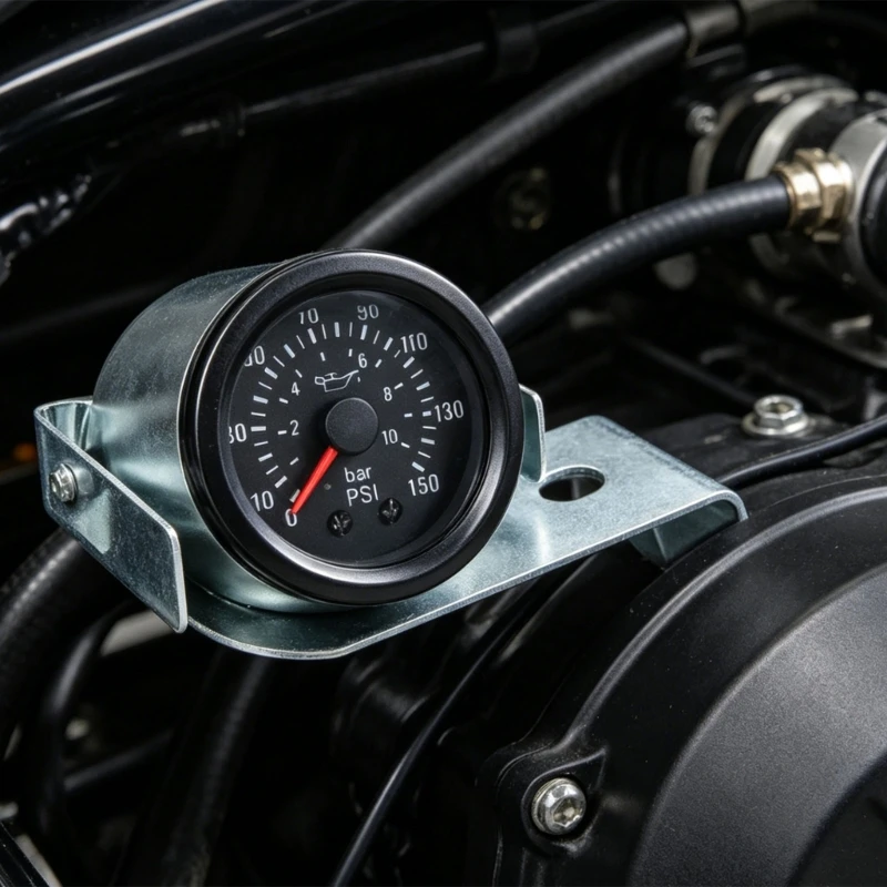  Direct Reading Oil Pressure Instrument 0 10 Bar Measurement 52mm Diameter