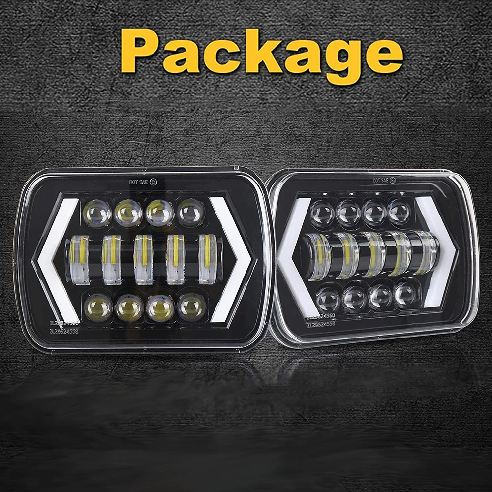 5x7 بوصة المصابيح الأمامية ختم شعاع Led كشافات العنبر بدوره إشارة 2 قطعة ل جيب شيروكي XJ YJ MJ تشيفي S10